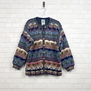 Icelandic Design Knit Button Front Wool Jacket